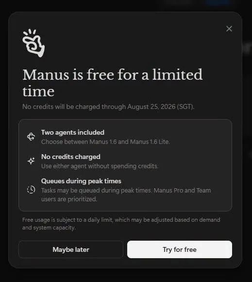 🚨 Manus ببلاش لحد 25 أغسطس! أفضل فرصة لتجربة أقوى أدوات الـAgentic AI