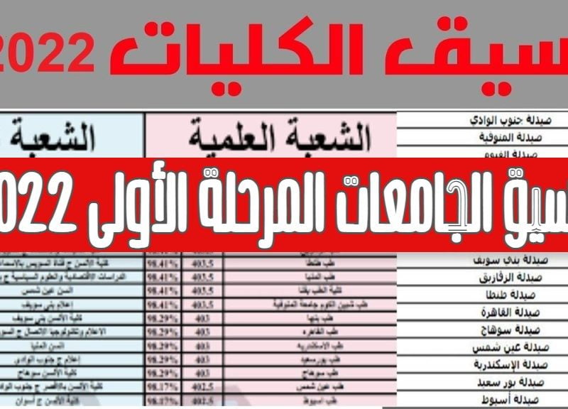 الأن نتيجة تنسيق المرحلة الاولى الثانوية العامة المصرية علمي 2022 – 2023 مع النسبة المئوية