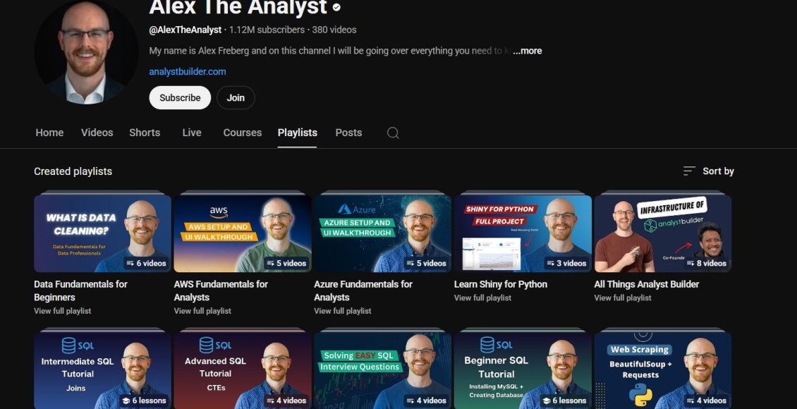 احترف تحليل البيانات من الصفر: دليلك الشامل لقناة Alex The Analyst