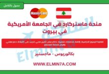 منحة ماستركارد في الجامعة الأمريكية في بيروت (ممولة بالكامل)